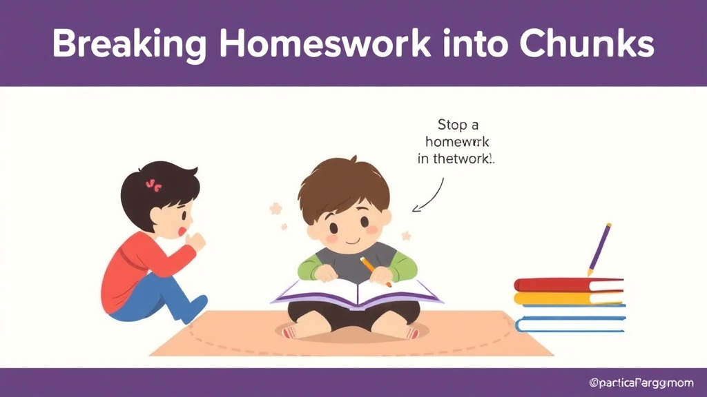 Practical checklist visual for breaking Homework Into Chunks Adhd