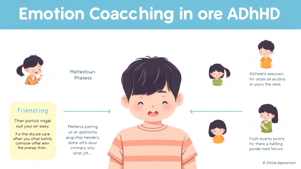 Action-oriented illustration showing how to apply emotion Coaching For Adhd Children