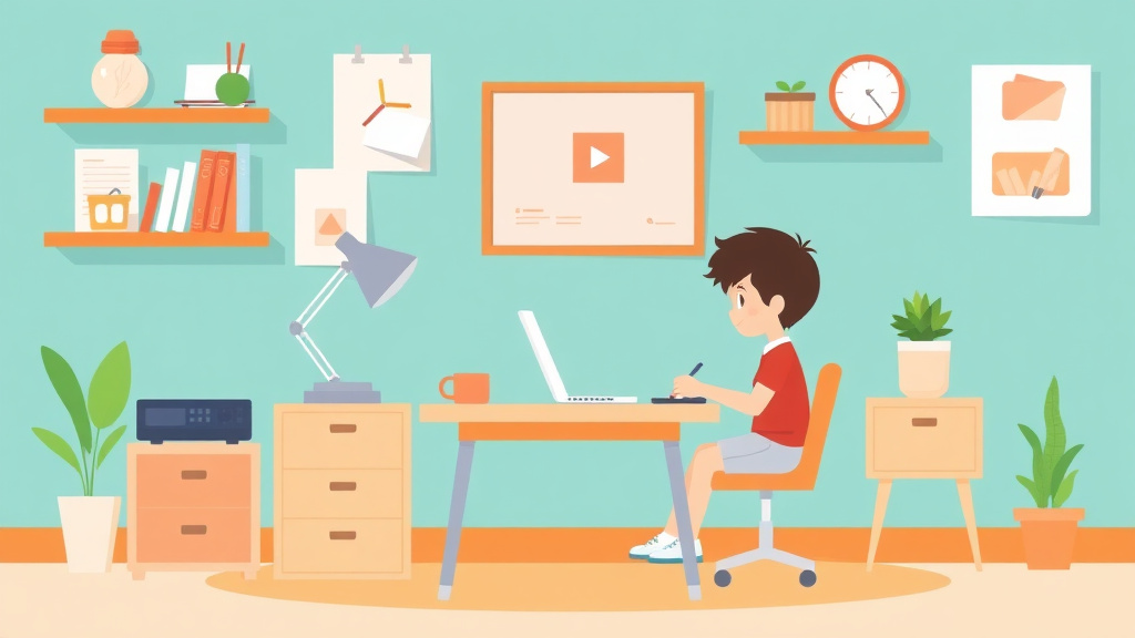 A professional illustration depicting homework Station Setup For Adhd