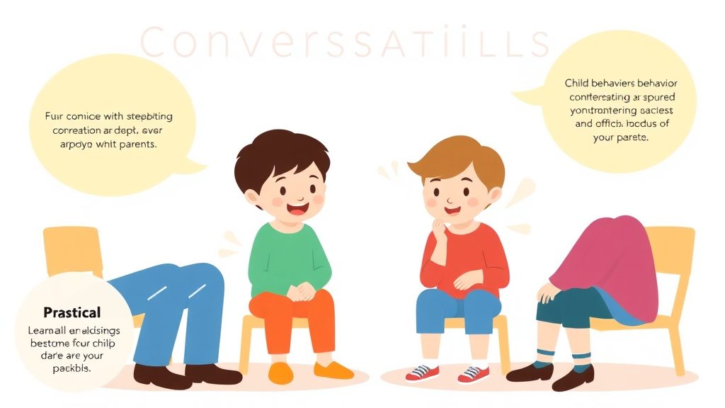 Action-oriented illustration showing how to apply conversation Skills For Autistic Children