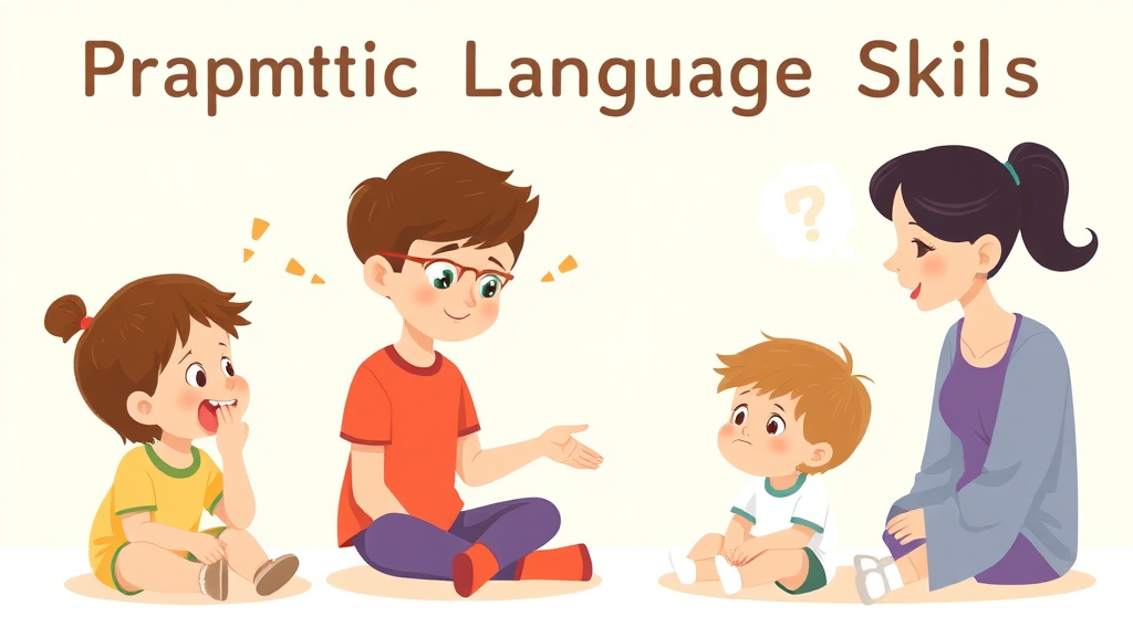 Visual overview of pragmatic Language Skills For Autism with key concepts highlighted