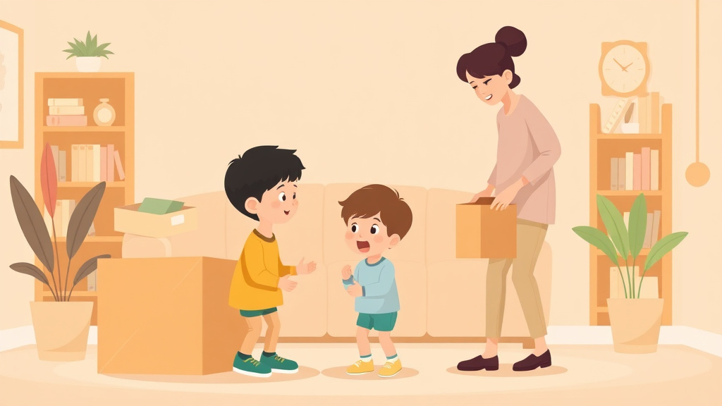 A professional illustration depicting preparing Autistic Children For Moving