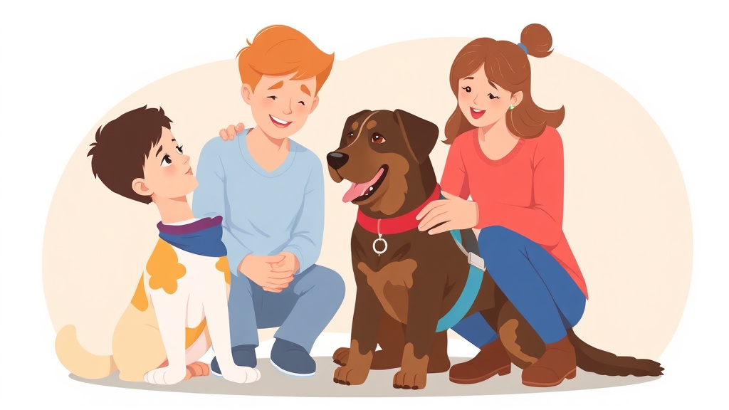 Educational graphic covering the essentials of service Dogs For Autistic Children