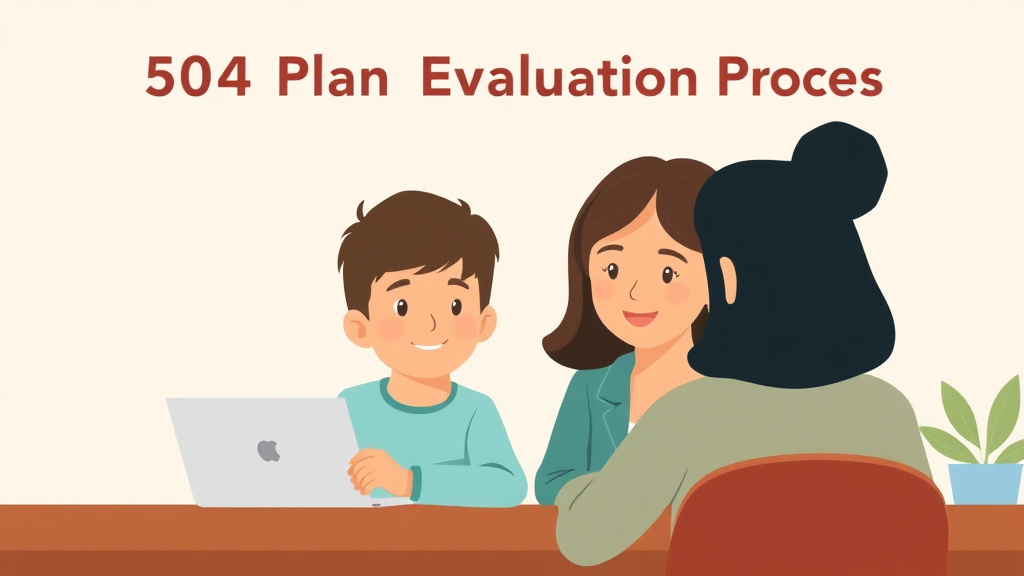 Visual overview of 504 Plan Evaluation Process with key concepts highlighted