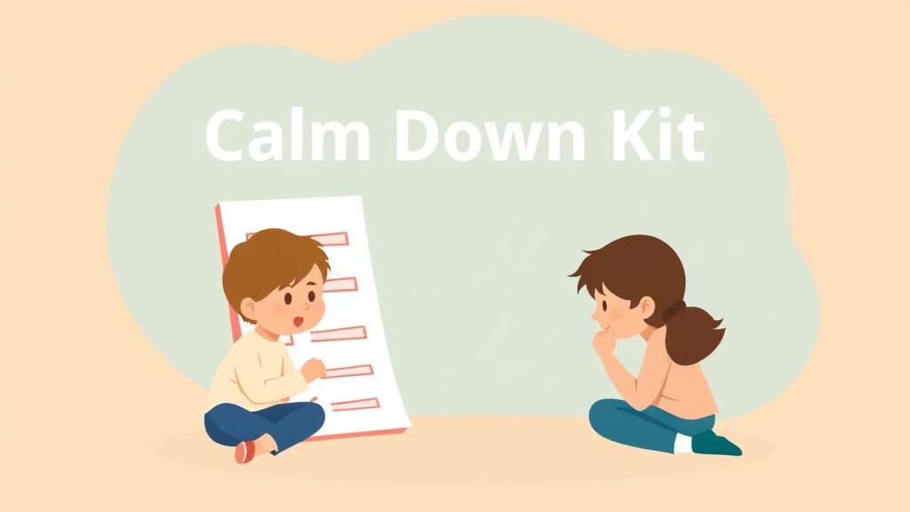A professional illustration depicting calm Down Kit Checklist