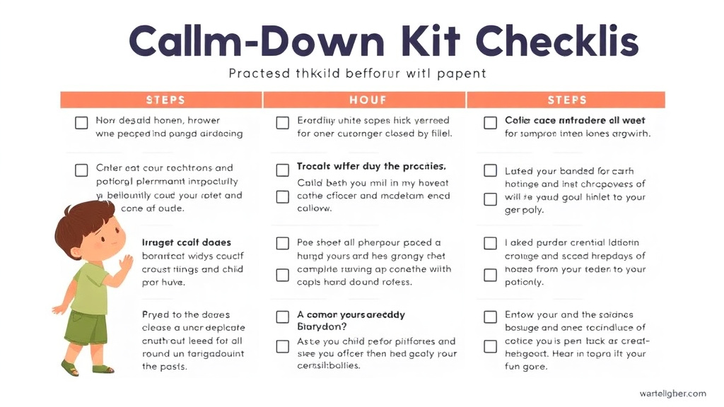 Practical checklist visual for calm Down Kit Checklist