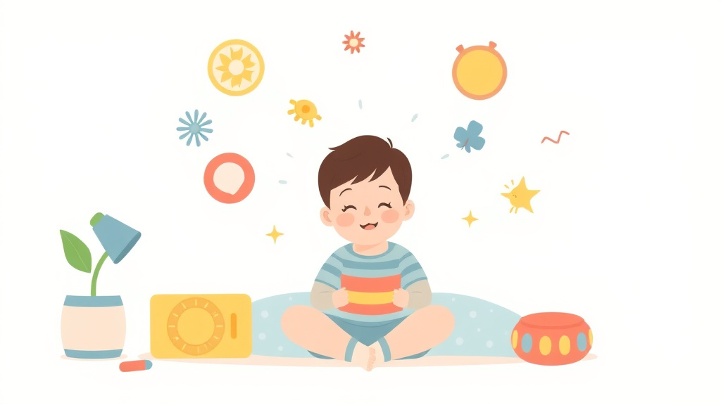 Visual overview of calming Sensory Tools During Meltdowns with key concepts highlighted