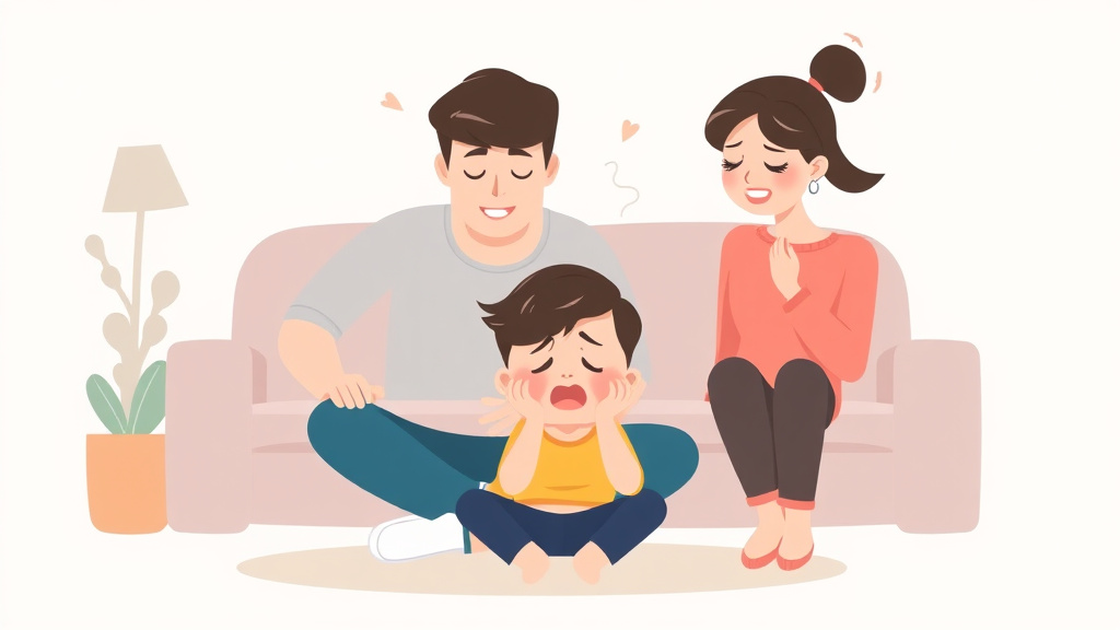 Illustration breaking down the fundamentals of de Escalation For Crying Meltdowns