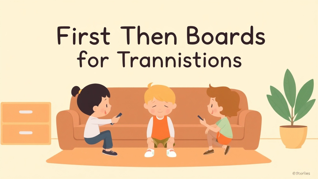 A professional illustration depicting first Then Boards For Transitions