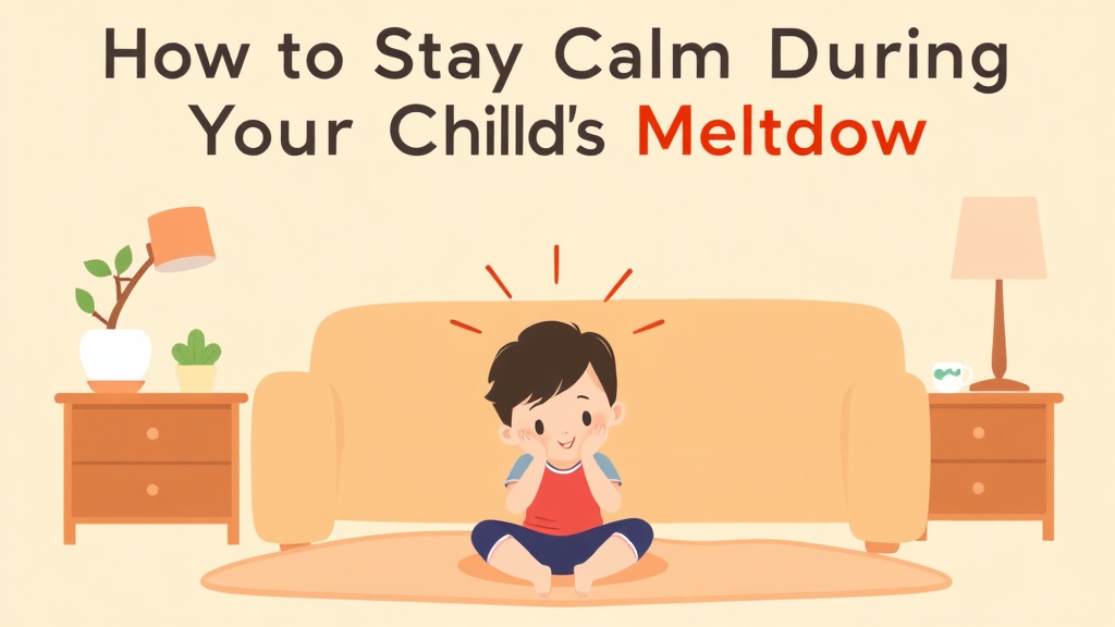 Clear illustration of stay Calm During Your Childs Meltdown with supporting details