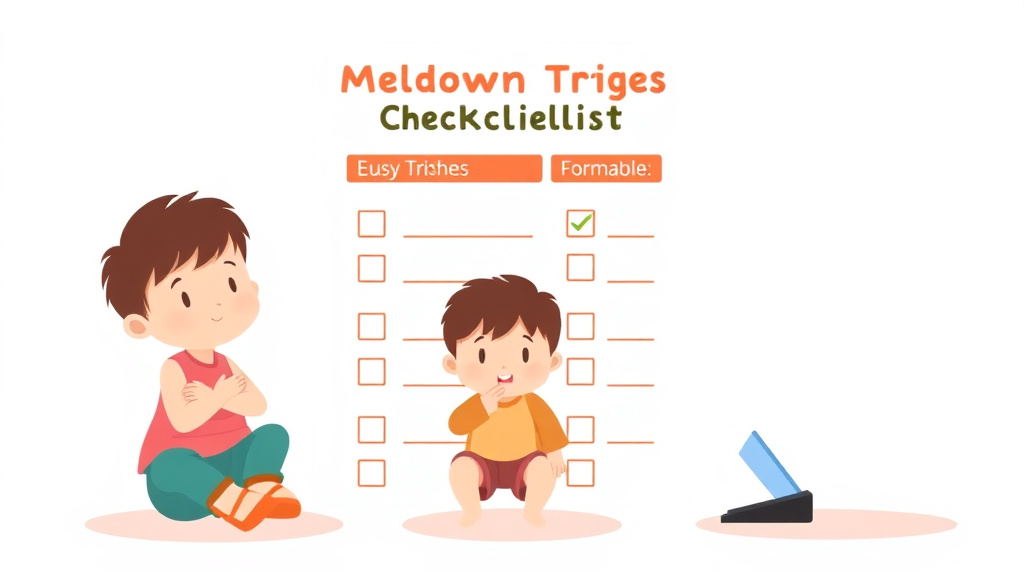 Clear illustration of meltdown Triggers Checklist Printable with supporting details