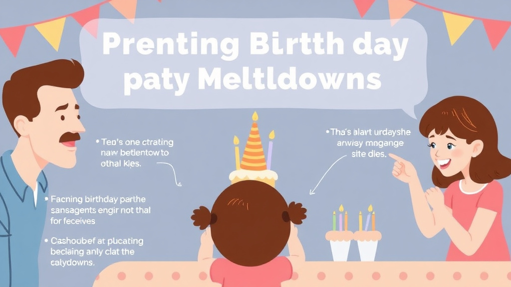 Action-oriented illustration showing how to apply preventing Birthday Party Meltdowns