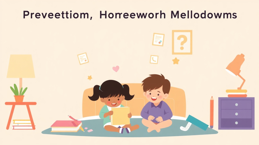 Illustration breaking down the fundamentals of preventing Homework Meltdowns