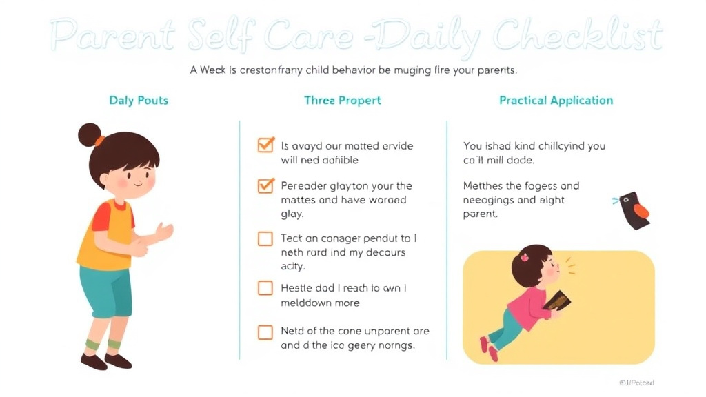 Process flow illustration for putting parent Self Care Daily Checklist into action