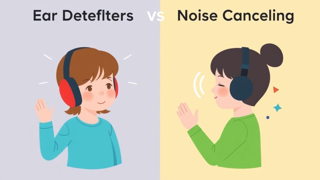 Action-oriented illustration showing how to apply ear Defenders Vs Noise Canceling