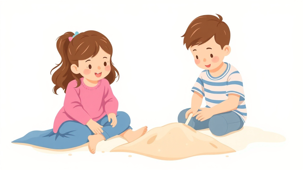 Illustration breaking down the fundamentals of sand Play For Sensory Development