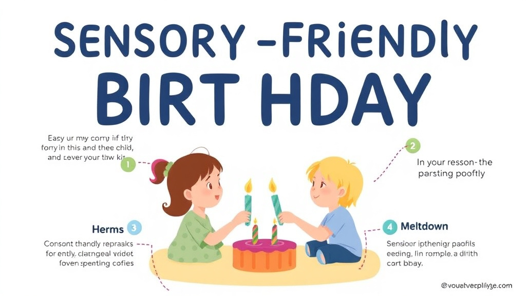 Action-oriented illustration showing how to apply sensory Friendly Birthday Parties