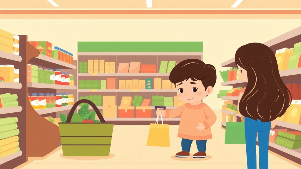 Illustration breaking down the fundamentals of sensory Friendly Grocery Shopping