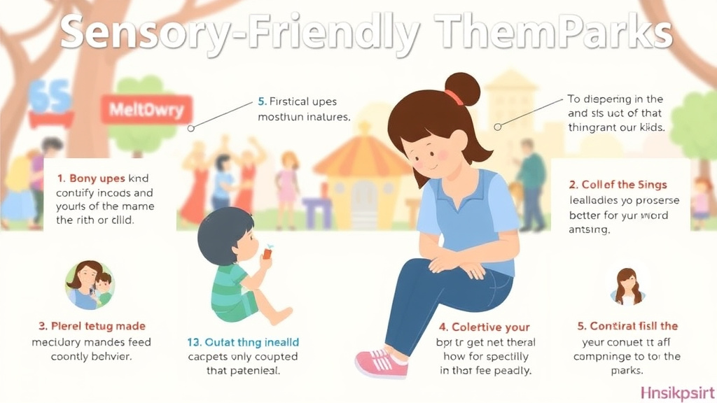 Action-oriented illustration showing how to apply sensory Friendly Theme Parks