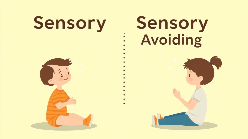 Clear illustration of sensory Seeking Vs Sensory Avoiding with supporting details